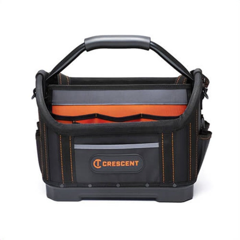 Crescent CTB1410 Tradesman Open Top Professional Grade Tool Bag, Polyester, Black/Gray/Rawhide