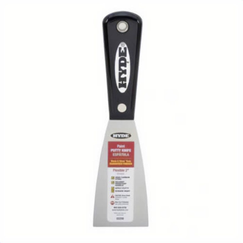 Hyde 02250 Putty Knife, 3-3/4 in L x 2 in W, High Carbon Steel Blade, Flexible Blade Flexibility