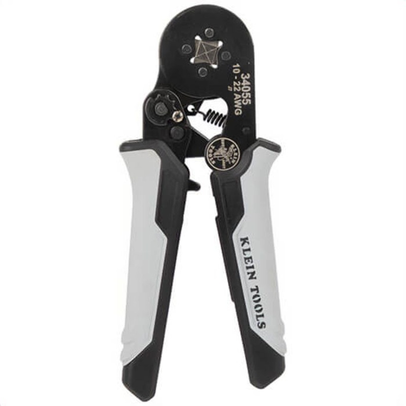 Klein 34055 Ratcheting Ferrule Square Crimper, 10 to 22 AWG Wire, Steel, Black/Grey