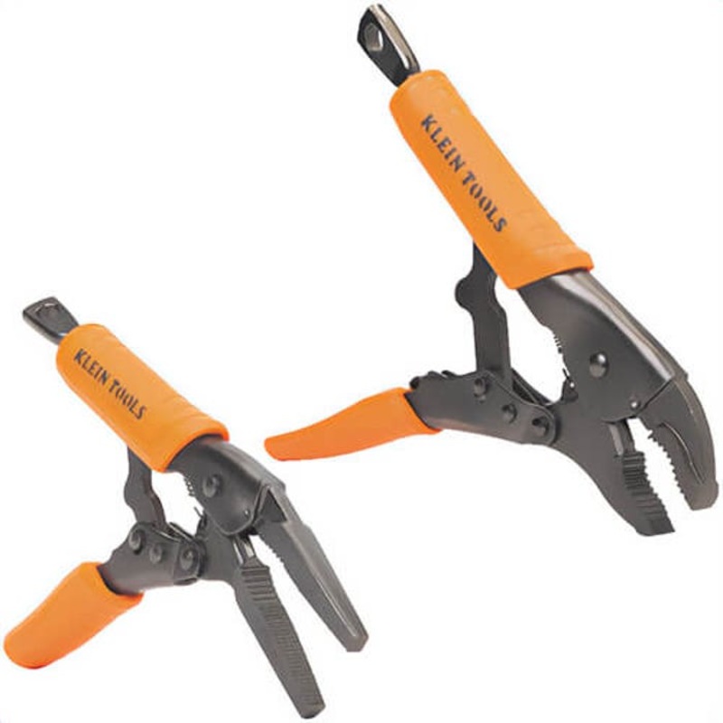 Klein 38663 Locking Pliers Set, Curved Jaw, 10 in, Long Nose, 6 in, Steel, 2 pc