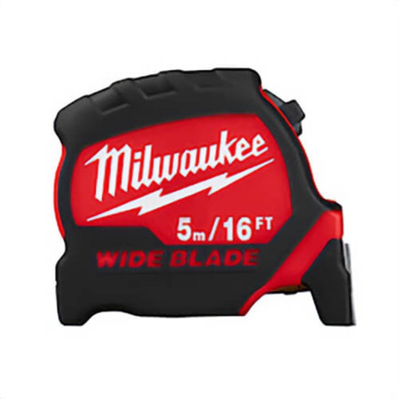 Milwaukee 48-22-0216 Magnetic Wide Measuring Tape with Belt Clip, 16 ft L x 1-5/16 in W Blade, Steel Blade, 1 ft Graduation