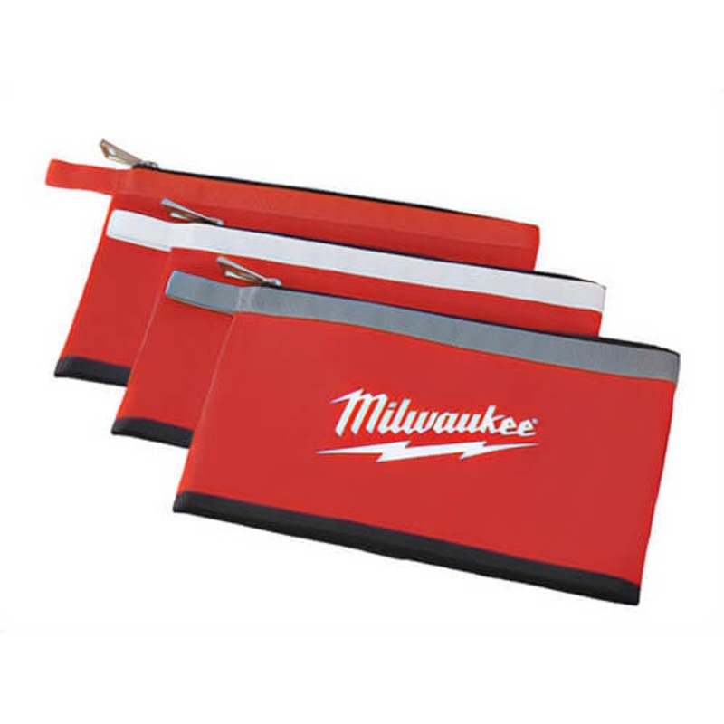 Milwaukee 48-22-8193 Heavy Duty Zipper Pouch, #10 Canvas, Black/Red