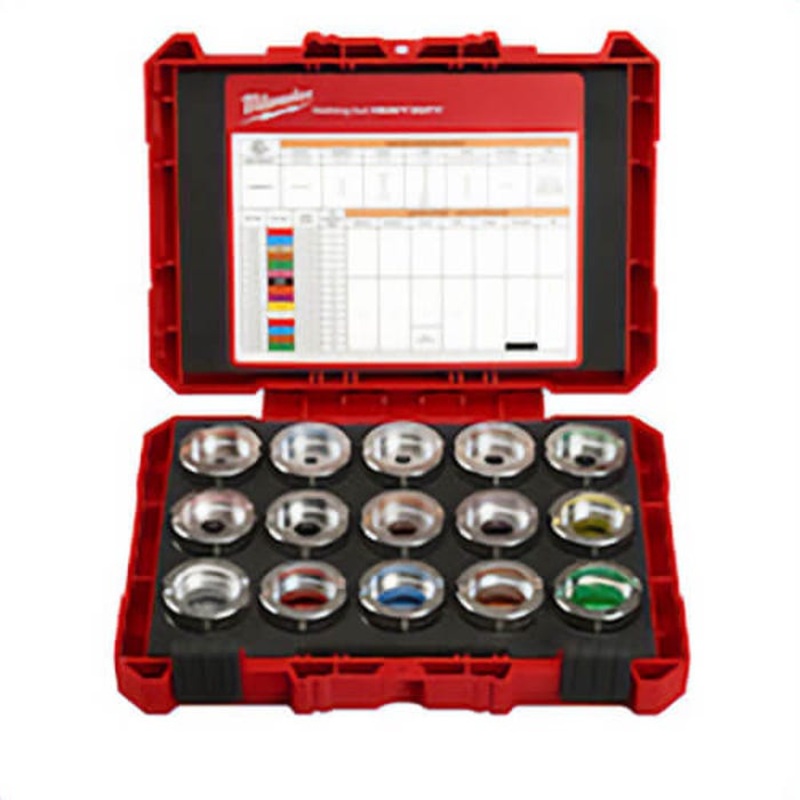 Milwaukee 49-16-KITC M18 Force Logic U-Style Crimping Tool Die Kit, 15 pc, Copper, 8 AWG to 600 kcmil, 6 ton Capacity