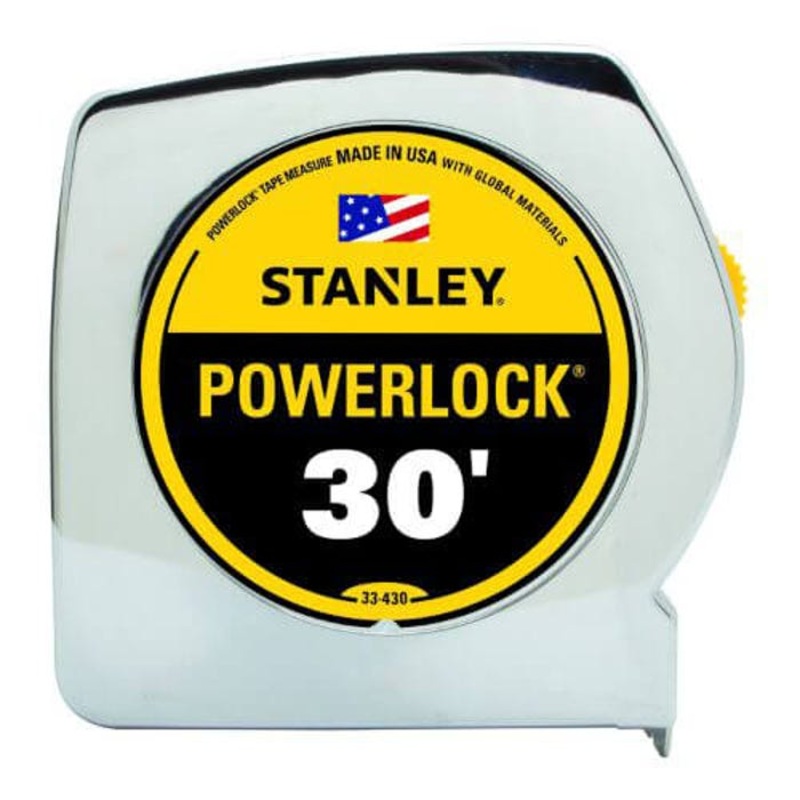 Stanley 33-430 Classic Tape Rule, 30 ft L x 1 W in Blade, Mylar Polyester Film Blade, 1/16ths Graduation