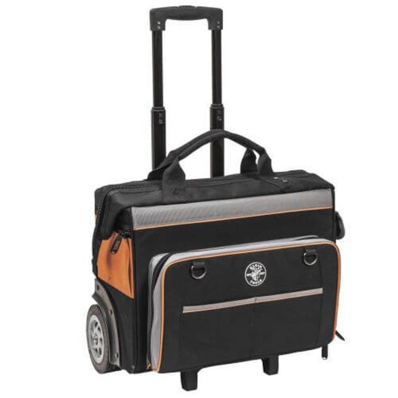 Klein Tradesman Pro 55452RTB Zipper Closure Rolling Tool Bag, 600D Ballistic Weave, Black/Orange
