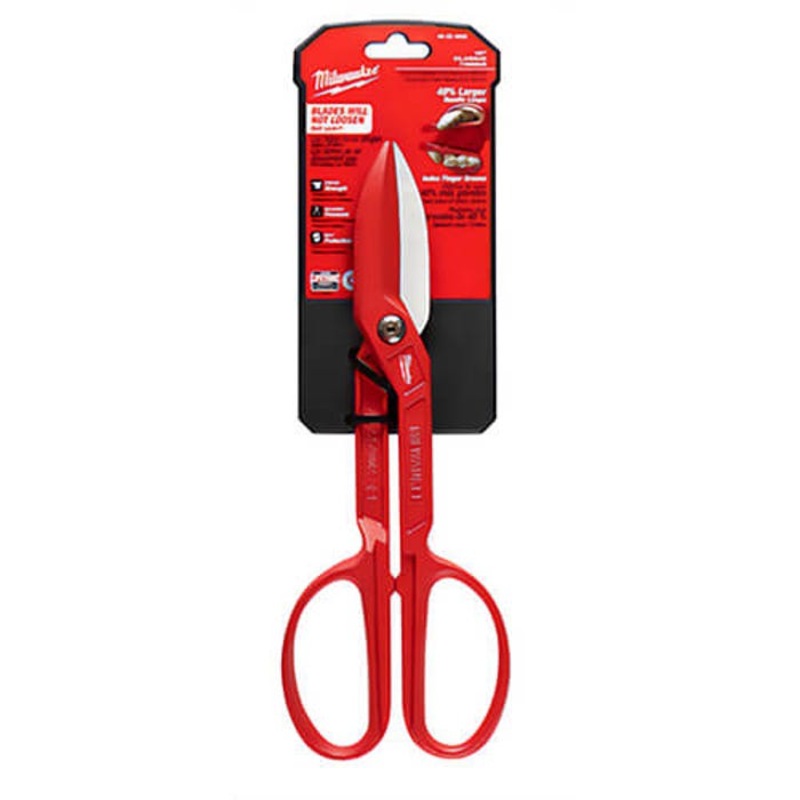 Milwaukee 48-22-4002 Classic Tinner Snip, 16 ga Cold Rolled Steel, 18 ga Stainless Steel Cutting, 3 in L of Cut, Left/Right/Straight Snip