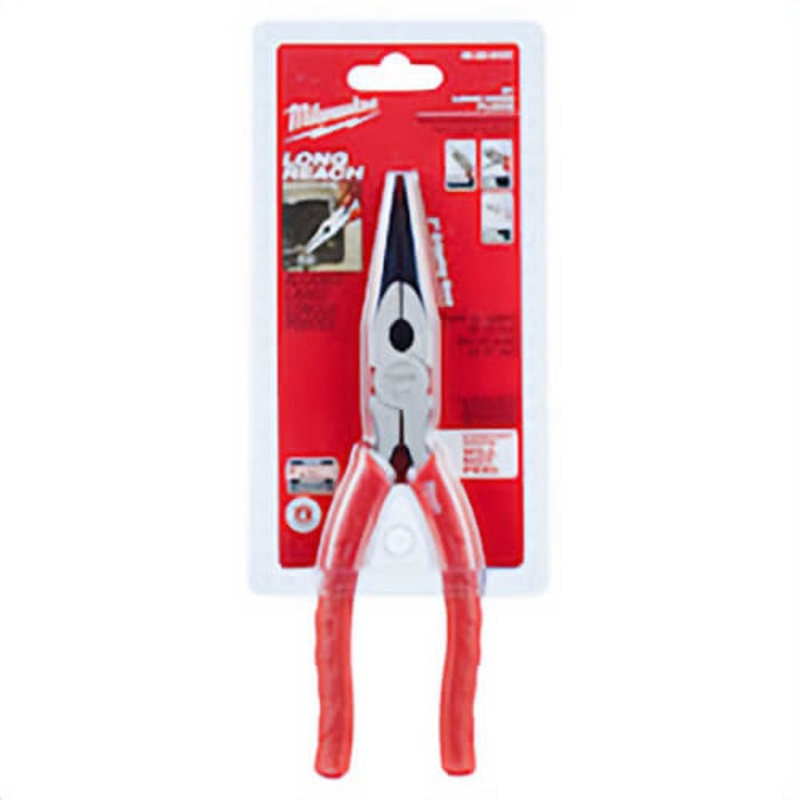 Milwaukee 48-22-6101 Gen II Long Nose Plier with Side Cutter and Wire Stripper, Steel Jaw, 2-1/2 in L x 1-1/2 in W Jaw, 8 in OAL, 7/64 in W Tip