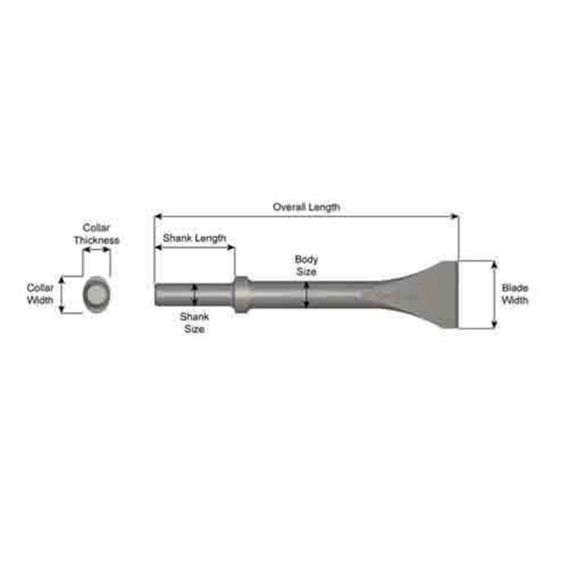 Ajax 323-12 Chisel, Oval Collar, Scaling, 12 in OAL, 2 in W Blade