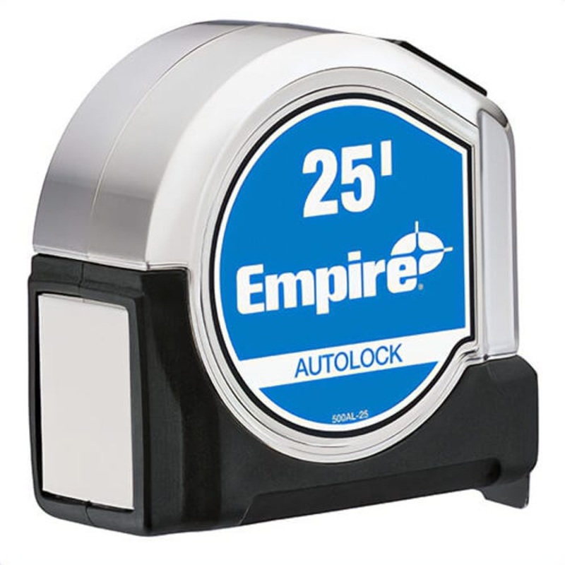Empire 500AL-25 True Blue Autolock Measuring Tape, 25 ft L x 1.7 in W Blade, Steel Blade, 1/16 in Graduation