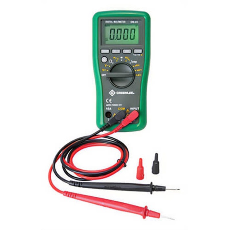 Greenlee DM-45 Auto/Manual Ranging Digital Multimeter, 600 VAC/VDC, 10 A, 400 to 40 MOhm Measuring, 400 Ohm/4/40/400 kOhm/4/40 MOhm