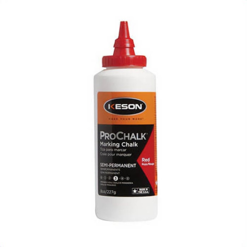 Keson 8R ProChalk Semi-Permanent Waterproof Marking Chalk, Red, 8 oz