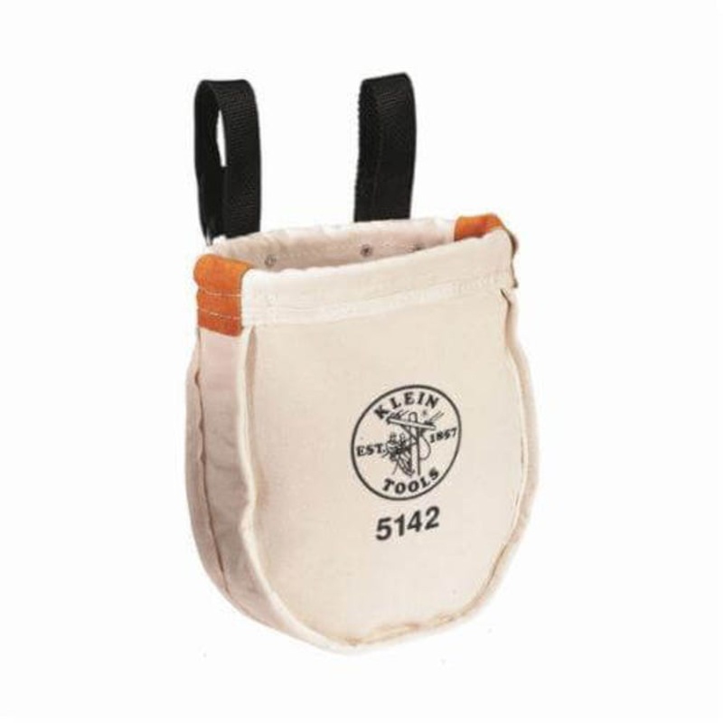 Klein 5142 1 pocket Utility Bag, 8 x 3 in dia Top, Canvas, Tan
