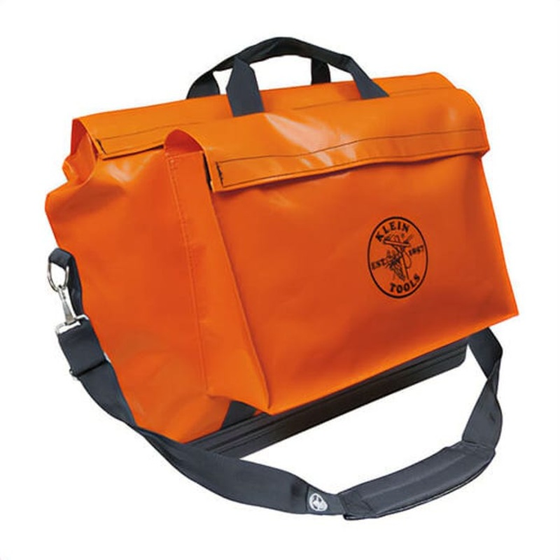 Klein 5181ORA Equipment Tool Bag, Large, 24 in L x 10 in W x 20 in H Outside, Vinyl, Orange, 1 Compartment