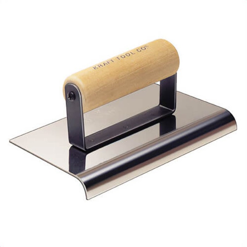 Kraft Tool CF158 Highway Edger, 3-1/2 in W x 10 in L Blade, 3/8 in L Lip, 1/4 in Radius, Stainless Steel Blade, Wood Handle