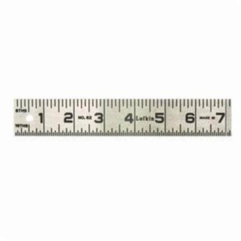 Lufkin 621FTN Precision Rule, 1 pc, 1 ft Length, 1-1/4 in Width, 1/16 in Thickness, Imperial, Graduations: 8ths, 16ths