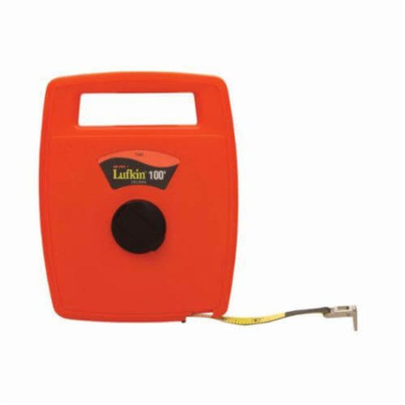 Lufkin Hi-Viz 706D Linear Tape Measure, 100 ft L x 1/2 in W Blade Blade, 1/100ths, 1/10ths Graduation