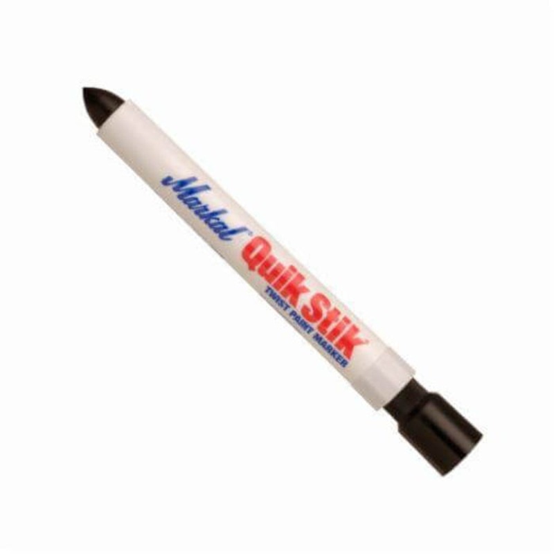 Markal 061050 Quik Stik Permanent Twist Solid Paint Crayon, 11/16 in Round Tip, Plastic Housing, Black