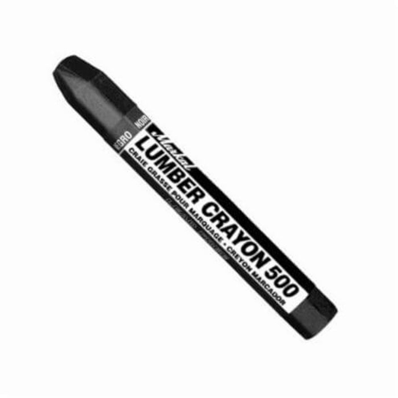 Markal 080323 500 Clay Based Lumber Crayon, 1/2 in Hex Tip, Black