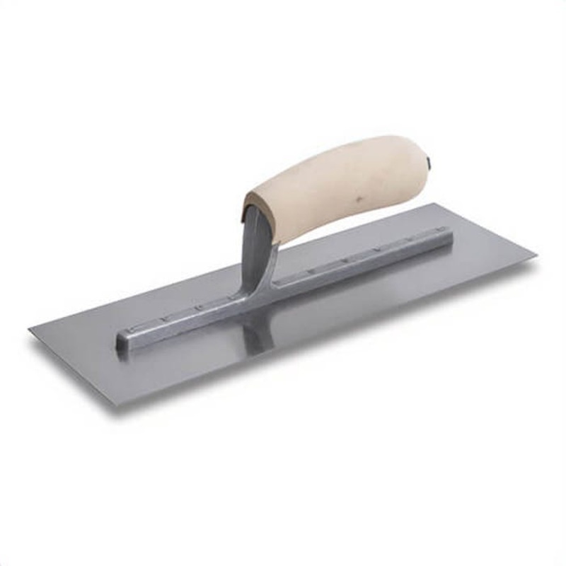 Marshalltown 13802 Finishing Trowel, 14 in L x 4 in W, Steel Blade, Curved Wood Handle