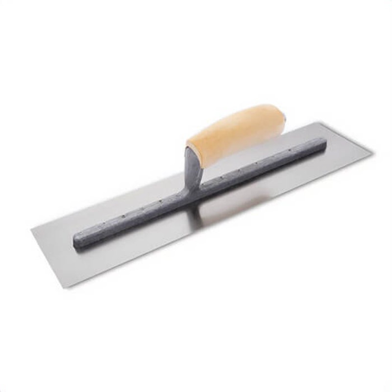 Marshalltown 13803 Finishing Trowel, 16 in L x 4 in W, Steel Blade, Curved Wood Handle