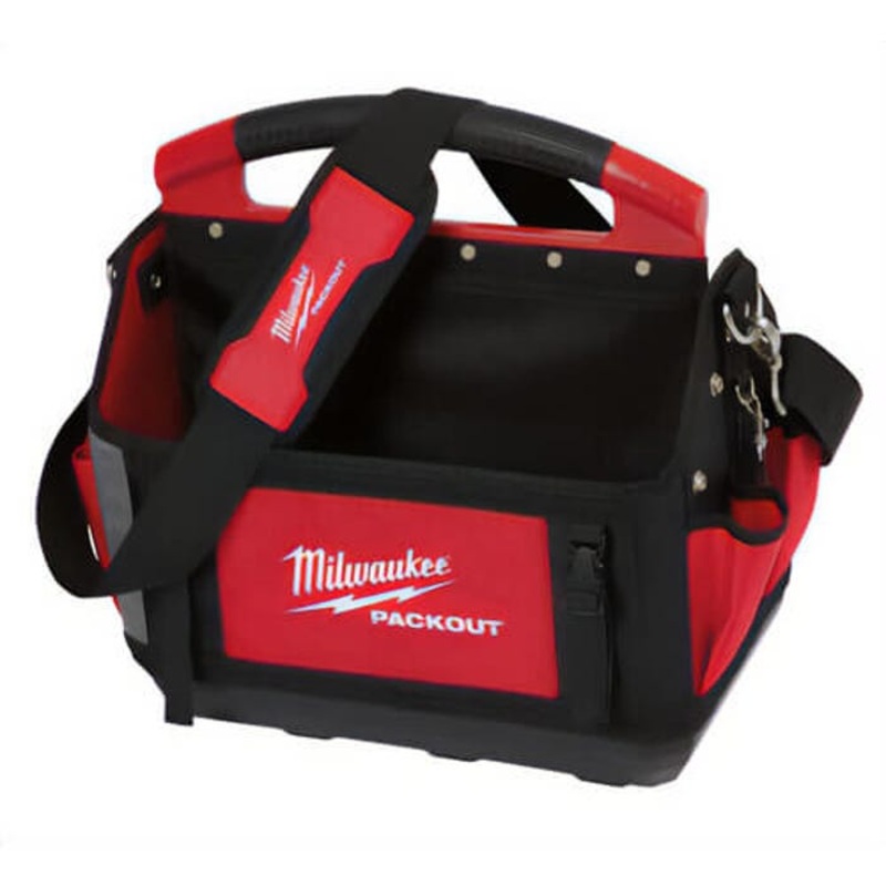 Milwaukee Packout 48-22-8315 General Purpose Open Tool Tote, 1680D Ballistic Nylon, Black/Red