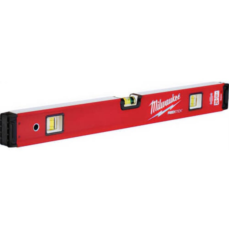 Milwaukee Redstick MLBX24 Box Level, 24 in L, 3 Vials, Aluminum, (1) Level/(2) Plumb Vial Position, 0.0005 in/in Accuracy