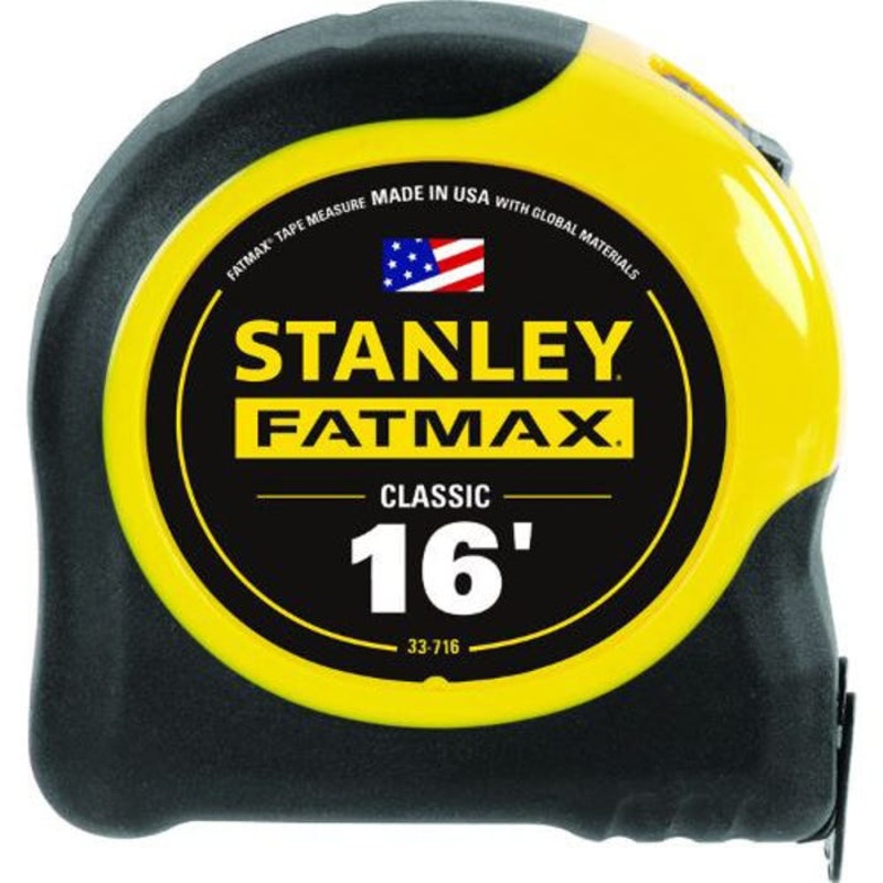 Stanley FatMax 33-716 Reinforced Tape Rule with BladeArmor, 16 ft L x 1-1/4 in W Blade, Mylar Polyester Film Blade