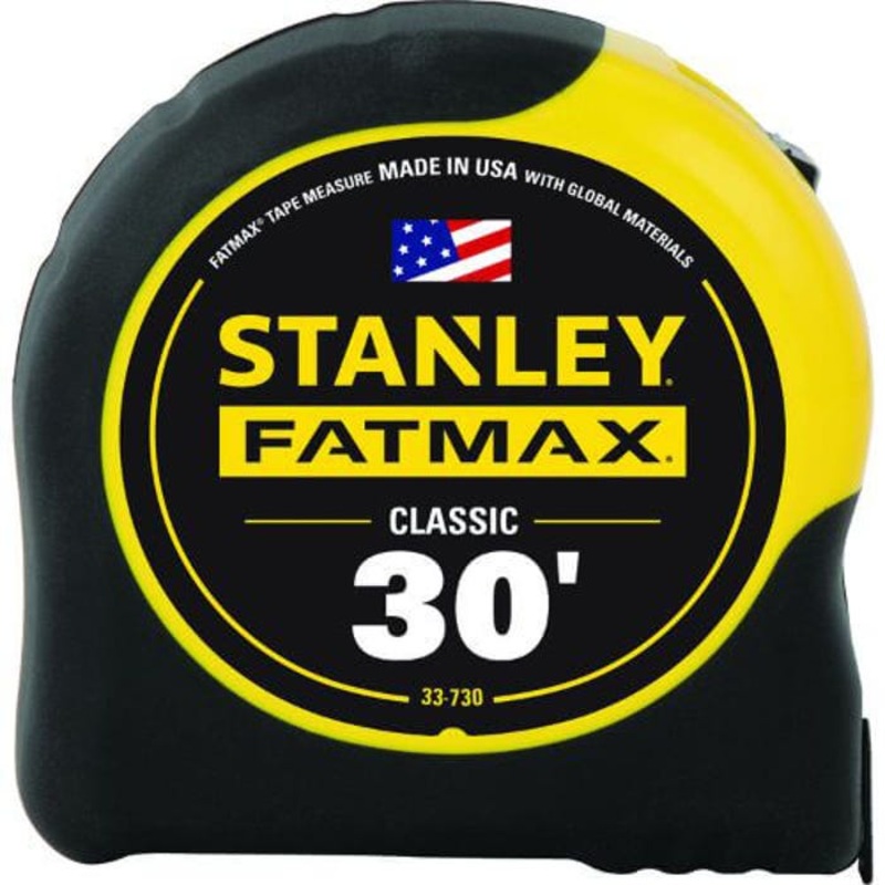 Stanley FatMax 33-730 Reinforced Tape Rule with BladeArmor, 30 ft L x 1-1/4 in W Blade, Mylar Polyester Film Blade