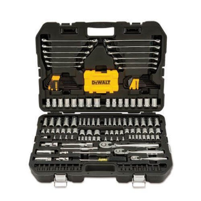 DeWALT DWMT73803 Mechanic's Socket Tool Set, Case Tool Storage, 1/4 in, 3/8 in, 1/2 in Drive 6-Point, 168 pc