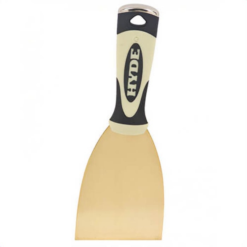 Hyde 06421 Pro Project High Quality Putty Knife, 4 in L x 3 in W, Brass Blade, Stiff Blade Flexibility