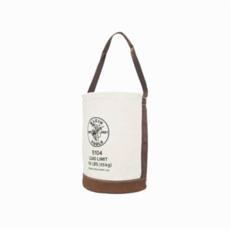 Klein 5104 Heavy Duty Bottom Bucket, 17 in H, 1 Pocket, #4 Canvas, Off-White