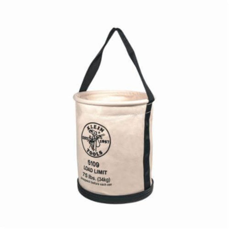 Klein 5109 Wide Opening Straight Wall Bucket, 15 in H, 1 Pocket, #6 Canvas, Natural