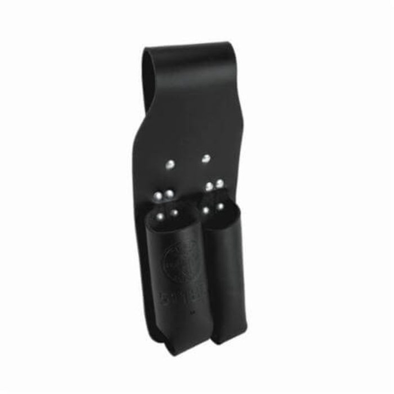 Klein 5118RT Tunnel Tool Holder, 2 pocket, For use with 7 to 9 in Side Cutting Plier, 6 ft Folding Rule, Leather, Black