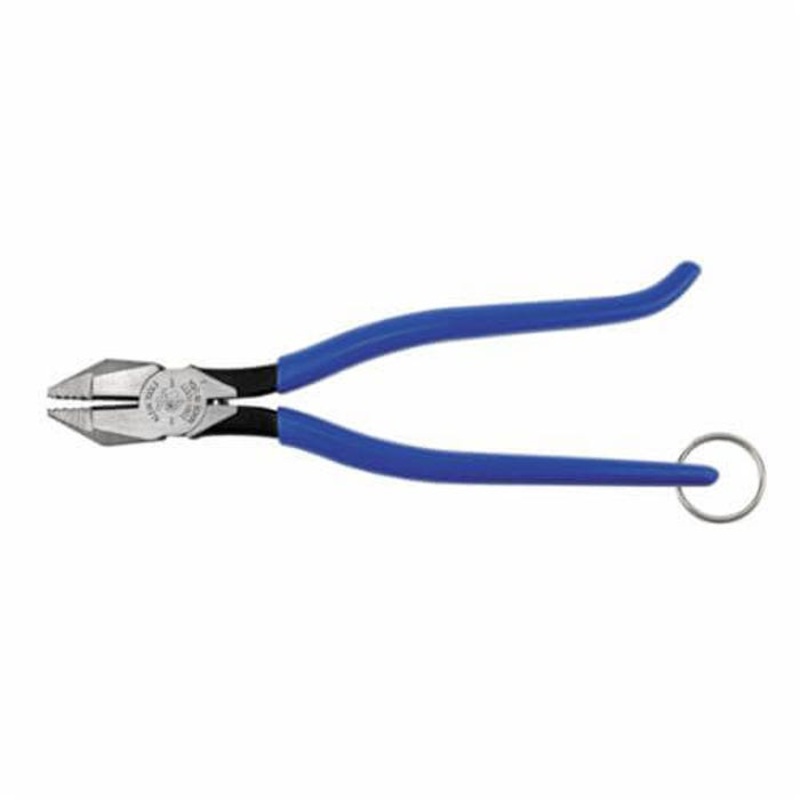 Klein D201-7CSTT Slim Square Ironworker's Plier with Tether Rings, 1-1/2 in L x 1-1/4 in W x 1-1/2 in Thick Steel Jaw, Flush Cut