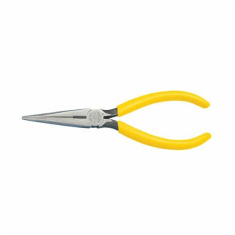 Klein D203-7 Standard Long Nose Plier with Side Cutter, 2-7/16 in L x 11/16 in W, Knurled Tool Steel Jaw, 7-3/16 in OAL