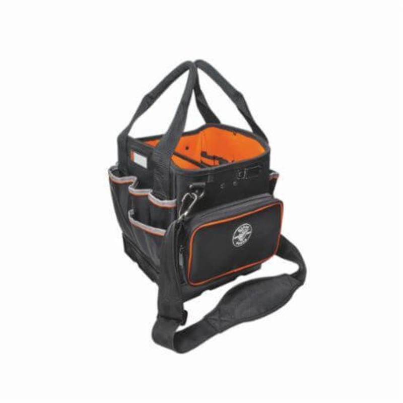 Klein Tradesman Pro 5541610-14 Electrician's Tool Tote, Polyester, Black/Orange