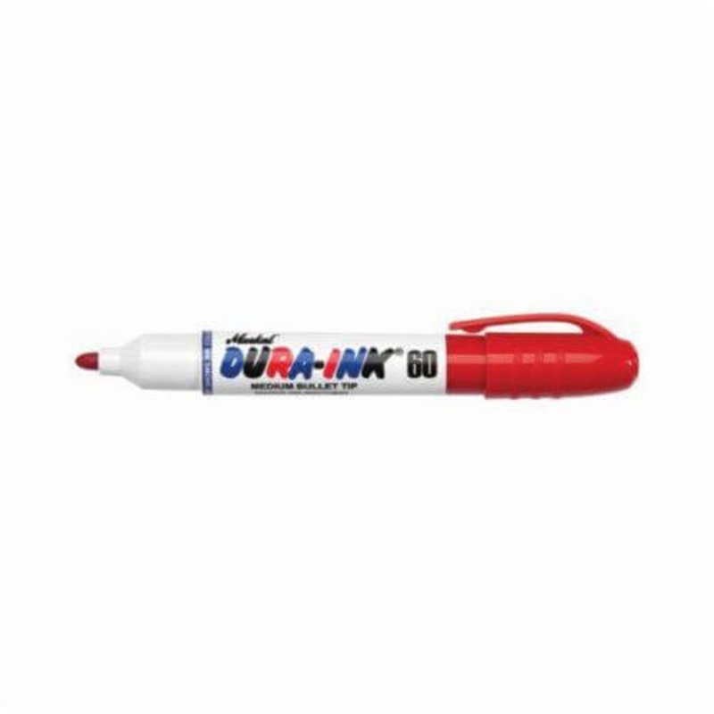 Markal 096535 Dura-Ink 60 Fast Drying Permanent Ink Marker, 1/8 in Bullet/Medium Tip, Red