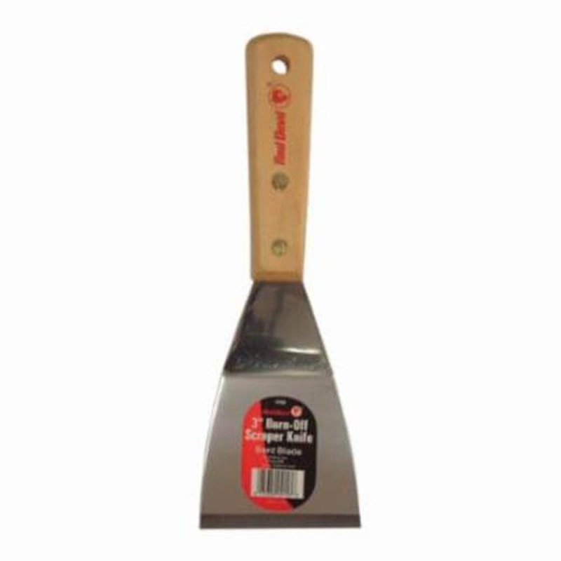 Red Devil 4153 4100 Professional Burn-Off Scraper Knife, Steel Bent Blade, 3 in W Blade, Polished Wood Handle