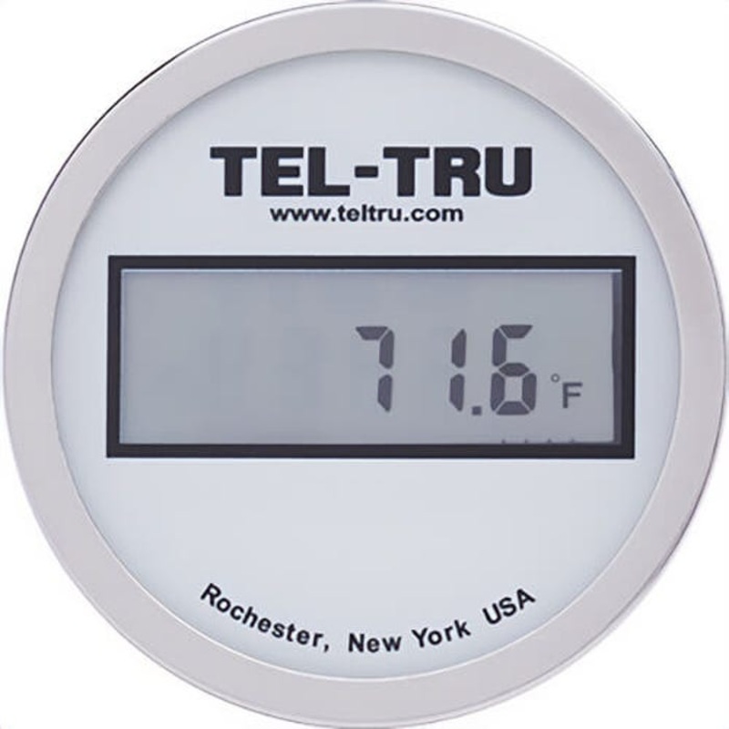 Tel-Tru ND3BXDV11W1-P12026 Digital Thermometer, Back Connected, -67/302F, 1/2 in NPT, 2.5 in Stem, 3 in Dial Size