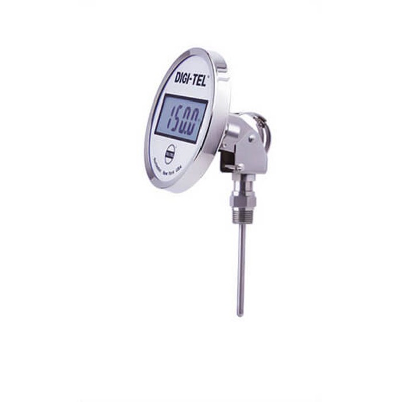 Tel-Tru ND5AB58111-P22046 Digital Thermometer, Adjustable Angle Connected, -60/400C, 1/2 in NPT, 4 in Stem, 5 in Dial Size