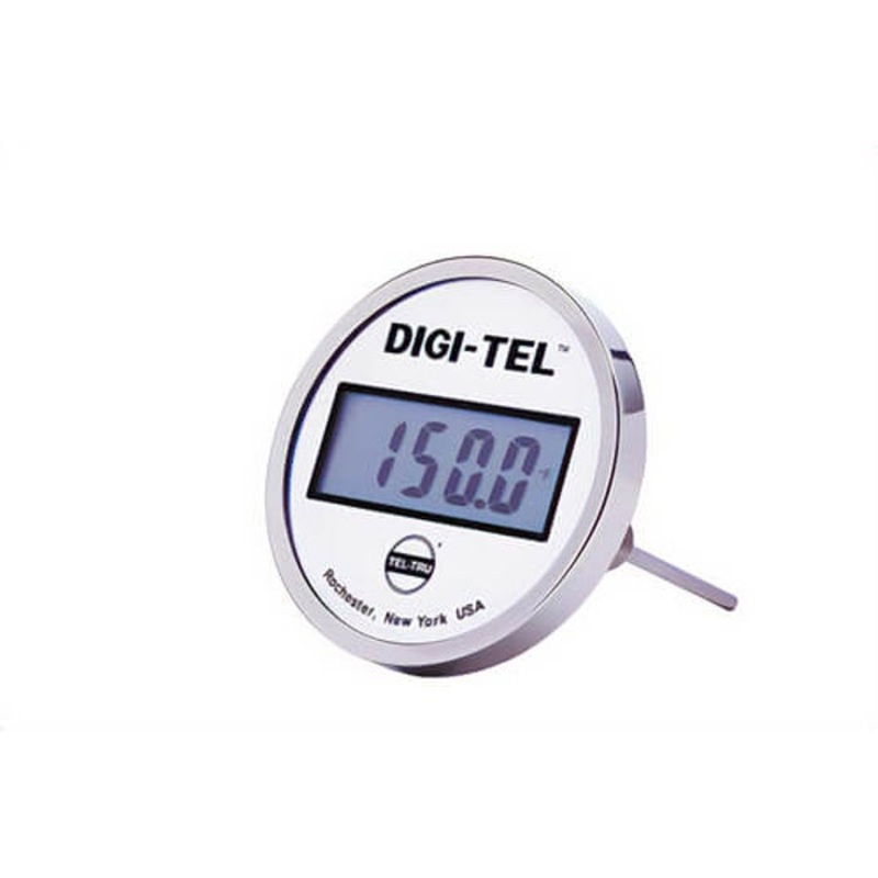Tel-Tru ND5BC08111-P22126 Digital Thermometer, Back Connected, 50/400F, 1/2 in NPT, 12 in Stem, 5 in Dial Size Dial Size