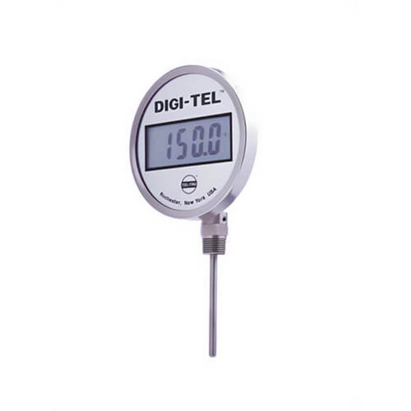 Tel-Tru ND5CB09111-P22066 Digital Thermometer, Bottom Connected, -75/750F, 1/2 in NPT, 6 in Stem, 5 in Dial Size
