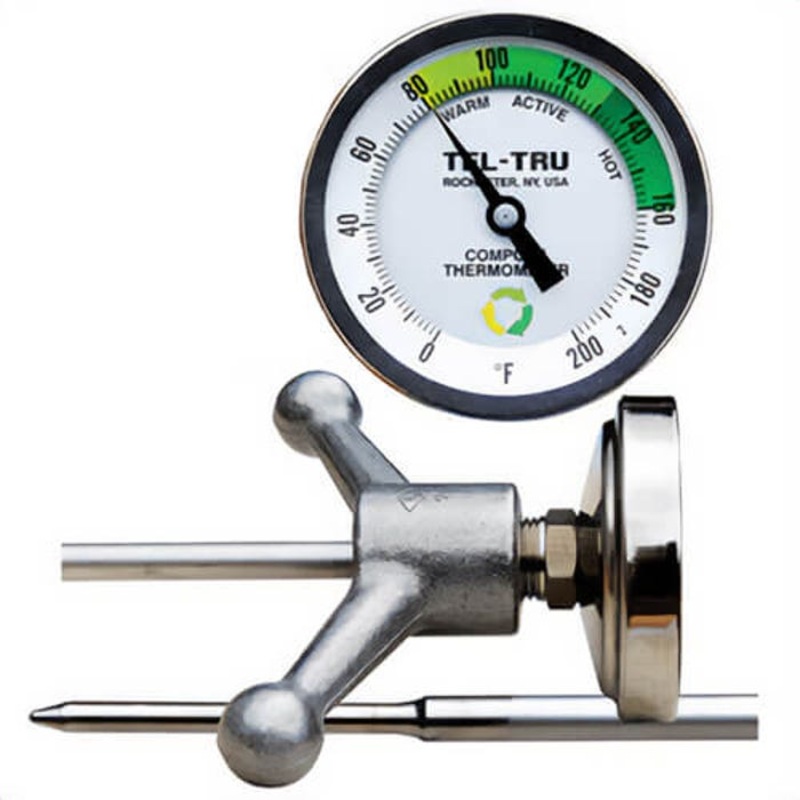 Tel-Tru 341C4850AKRDAAA Dial Thermometer, Back Connected, 0/200F, 1/2 in NPT, 48 in Stem, 3 in Dial Size Dial Size