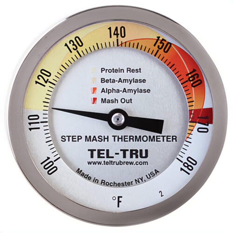 Tel-Tru 341E30GQAALEAAA Dial Thermometer, Back Connected, 100/180F, Plain, 30 in Stem, 3 in Dial Size Dial Size
