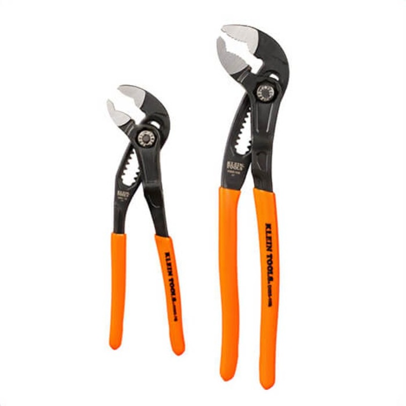 Klein D5052BKIT Quick Adjust Klaw Pump Pliers Set, Plastic-Dipped, Induction Hardened Steel, 7 in and 10 in Plier, 2 pc