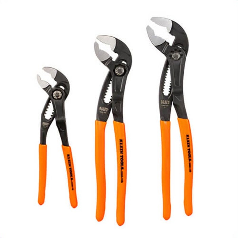 Klein D5053BKIT Quick Adjust Klaw Pump Pliers Set, Plastic-Dipped, Induction Hardened Steel, 7 in, 10 in and 12 in Plier, 3 pc