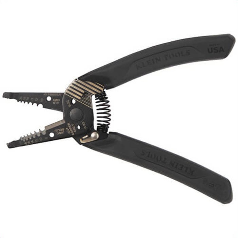 Klein K11095BLK Klein-Kurve Blackout Wire Stripper/Cutter, Steel, 1.81 in Jaw, 1.59 in Jaw Capacity, 8-20 AWG