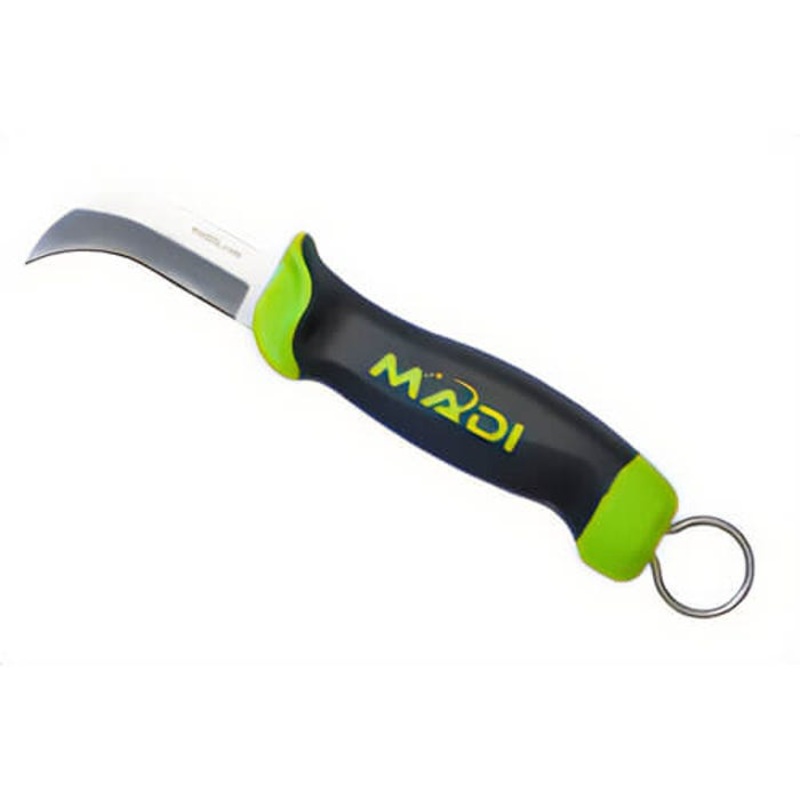 MADI FBSK-1 Fixed Blade Pointed Skinning Knife, Ergonomic, Rubber Grip, High-Grade Stainless Steel, Hi-Viz Green