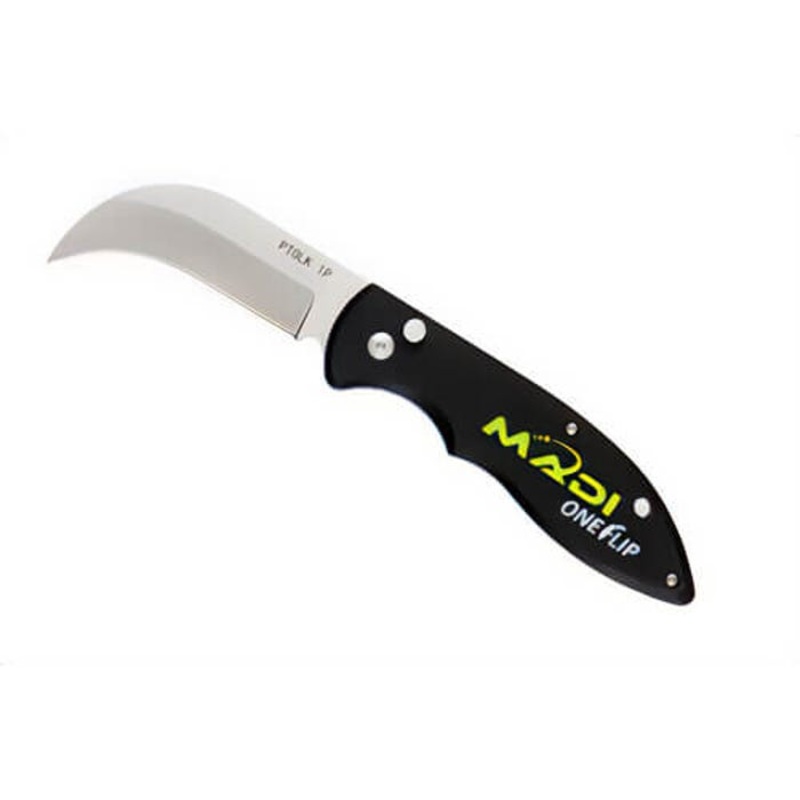 MADI PTOLK-1P OneFlip Pointed Lineman Knife, Pointed Tip, Reversible Belt Clip, High-Grade Stainless Steel, Black