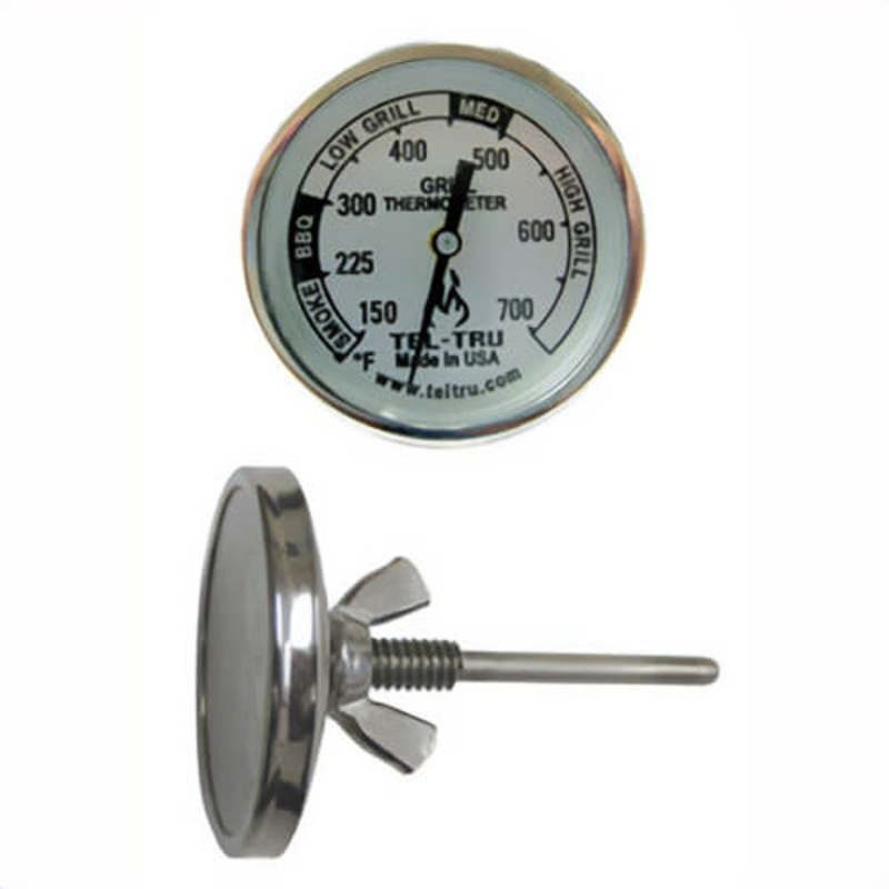 Tel-Tru 2210EICGABFAHAA Dial Thermometer, Back Connected, 150/700F, 1/4 in - 20, 2.125 in Stem, 2 in Dial Size